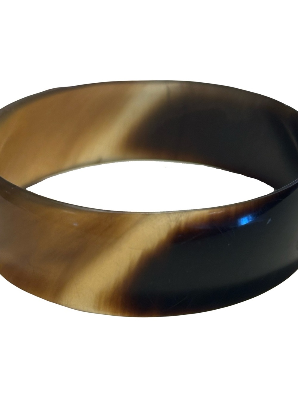 Vintage BOHO carved horn bangle bracelet - Brown & Black